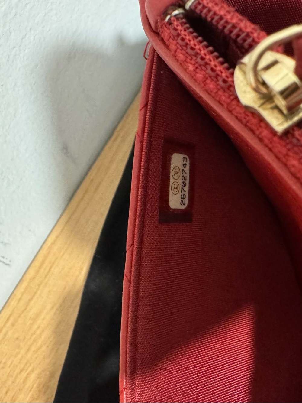 CHANEL Trendy Wallet on a Chain, Red Quilted Lambskin with Gold, 26 Series - Picture 13 of 13